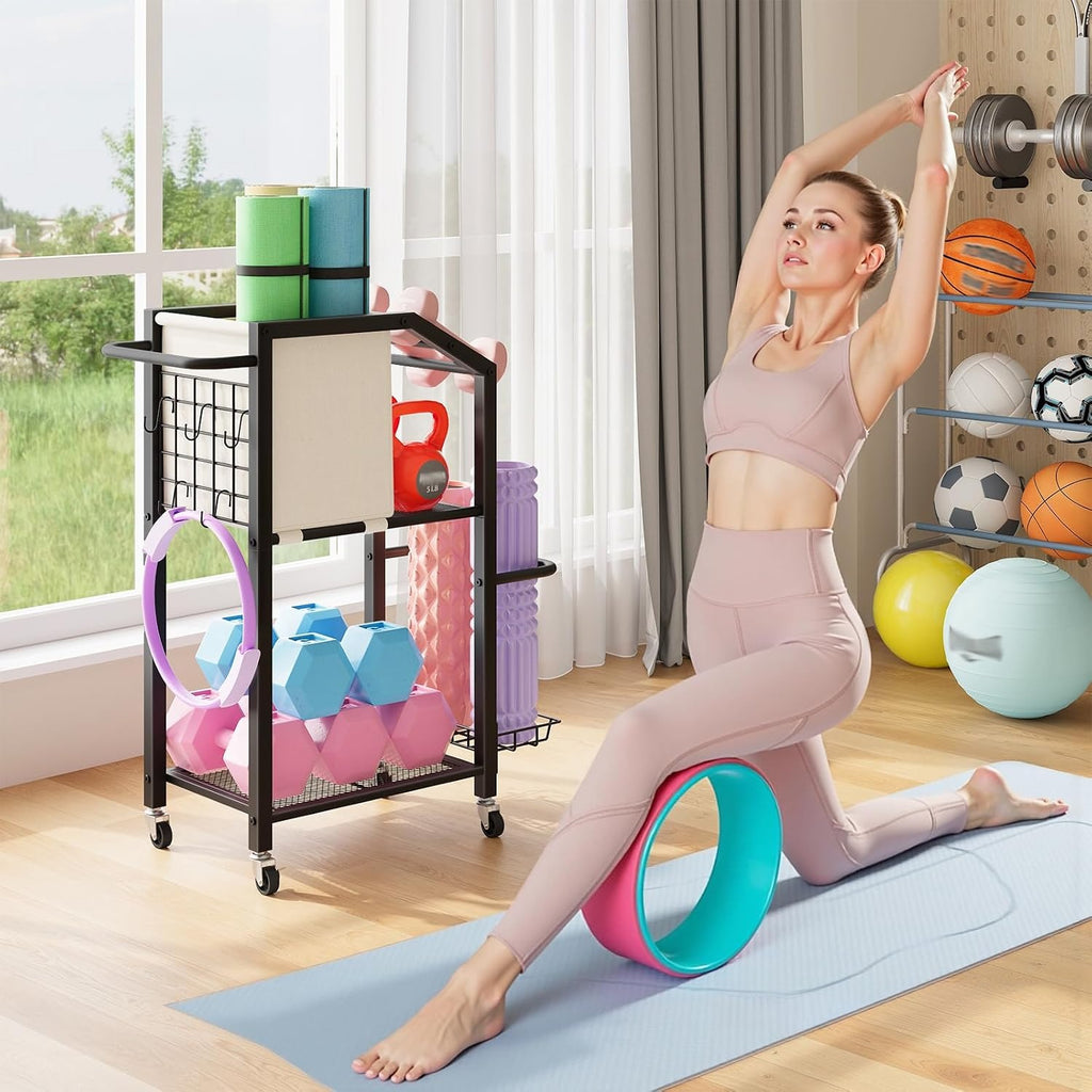 Rolling Home Gym Storage Rack