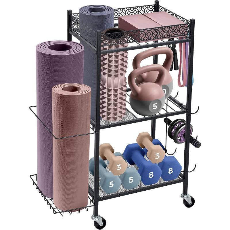 Rolling Yoga Mat Storage Rack