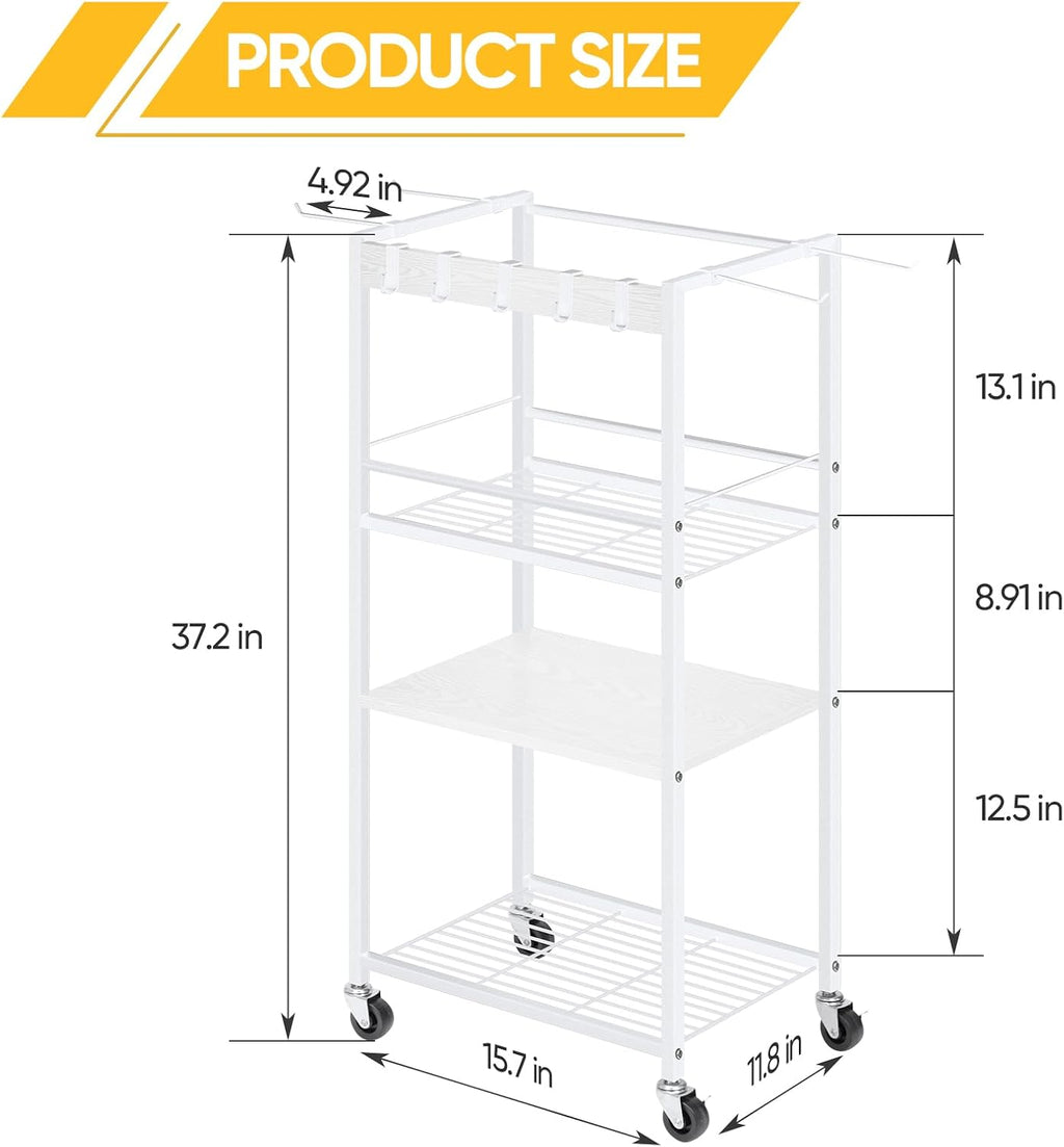 Rolling Home Gym Storage Rack with Hooks