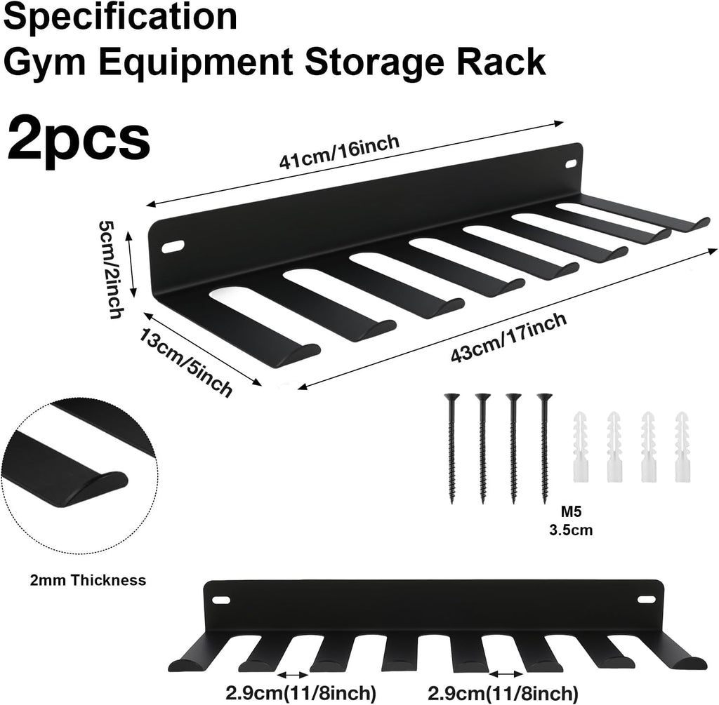 2 Pack Wall Mount Gym Storage Rack