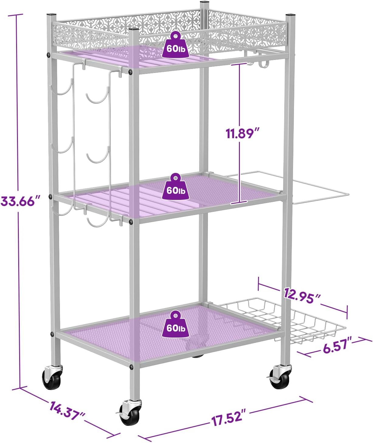 3-Tier Rolling Yoga Mat Storage Rack