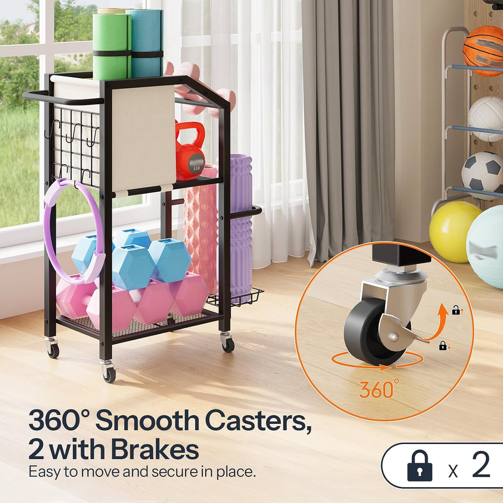 Rolling Home Gym Storage Rack