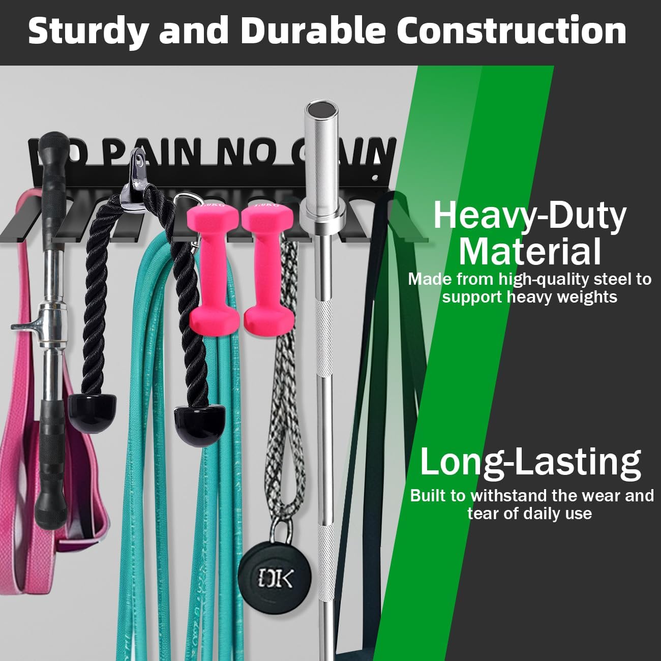8 Hook Wall Mount Gym Storage Rack