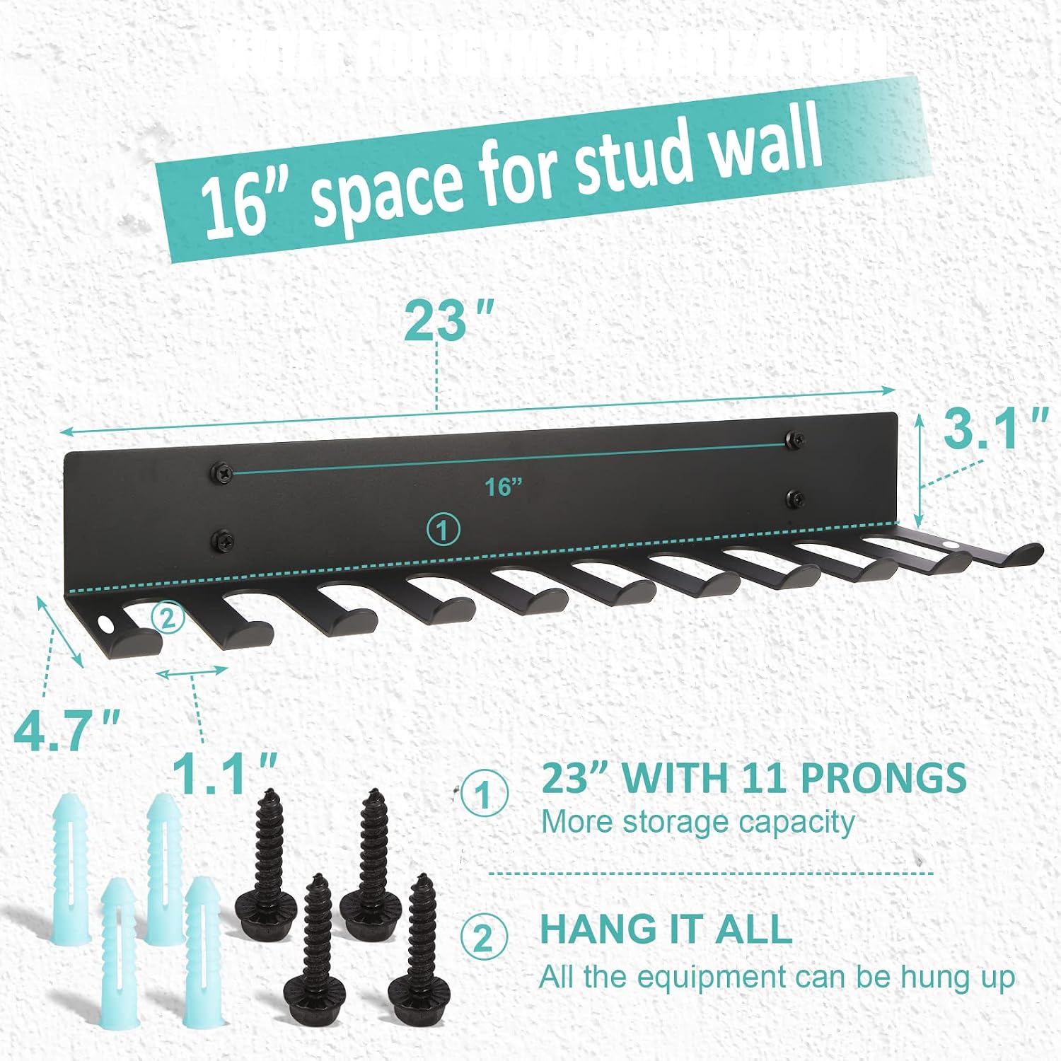 23" 11 Prong Gym Storage Rack