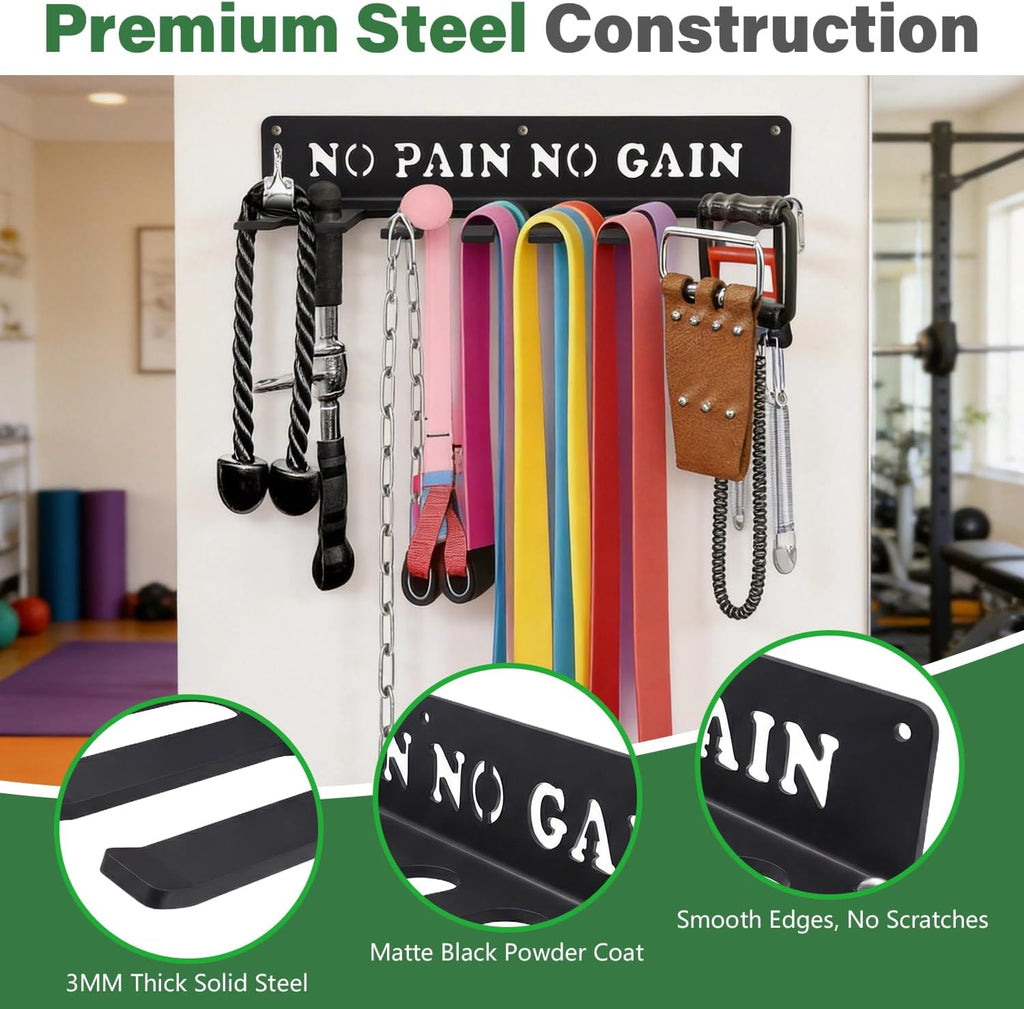 8-Hook Wall Mount Gym Accessory Rack