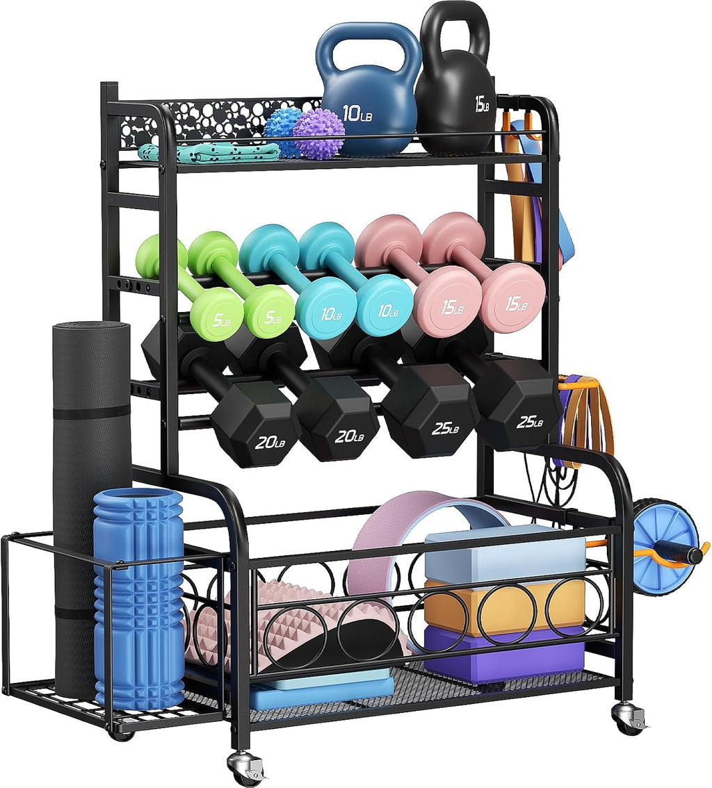3-Tier Rolling Dumbbell Rack