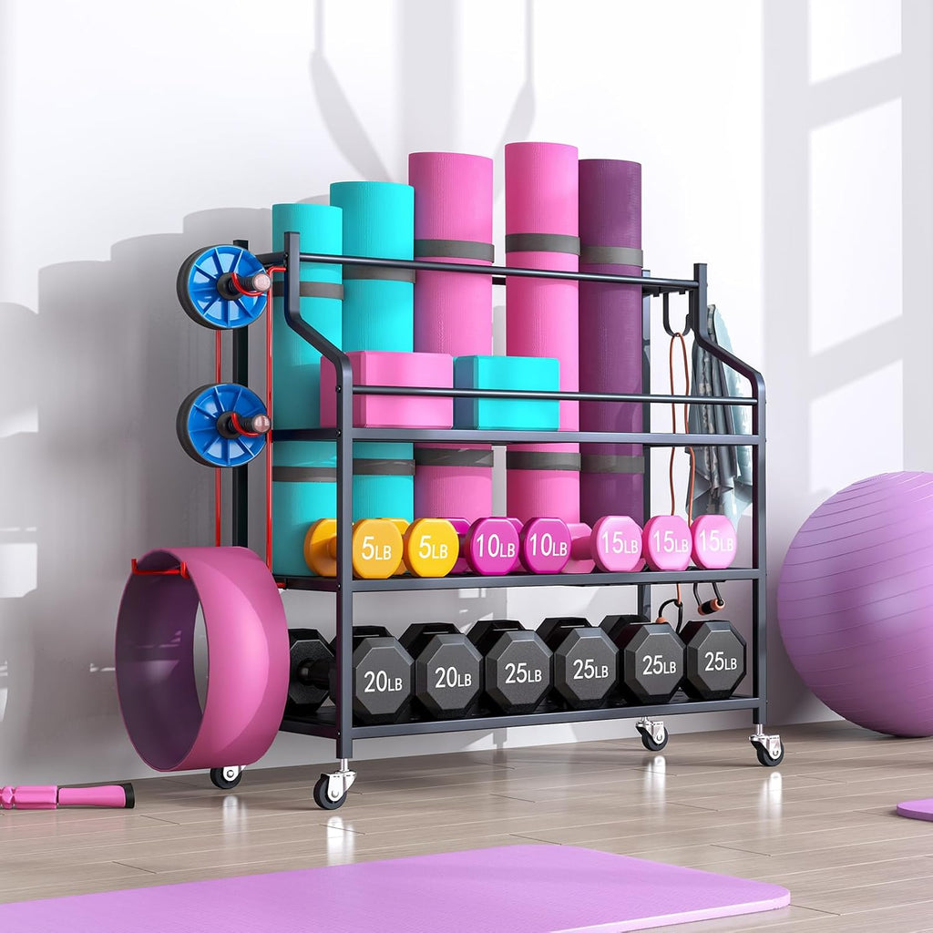 Multifunctional Rolling Yoga Mat Storage Cart