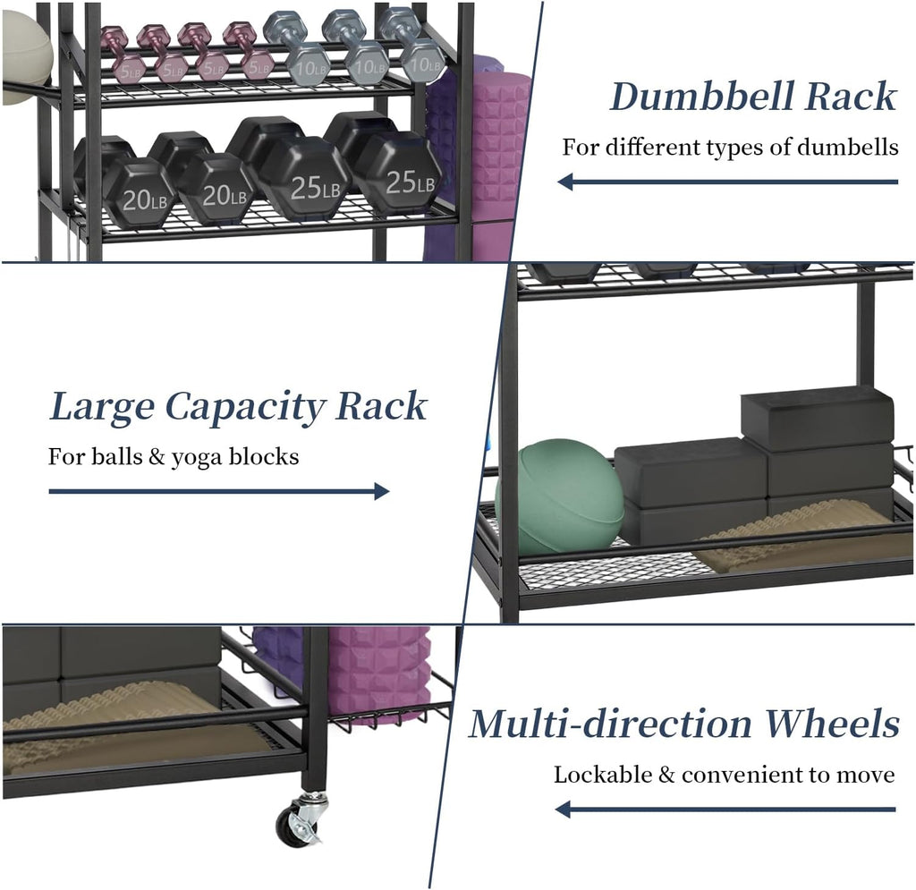 3-Tier Rolling Dumbbell Storage Cart