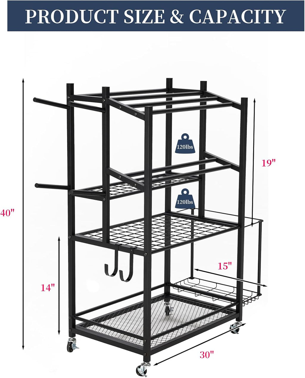 3-Tier Rolling Dumbbell Storage Cart
