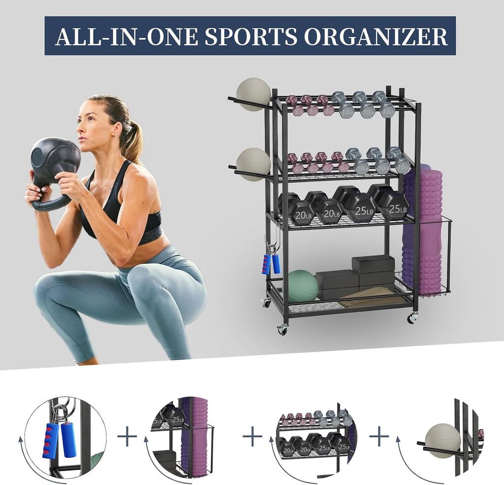 3-Tier Rolling Dumbbell Storage Cart