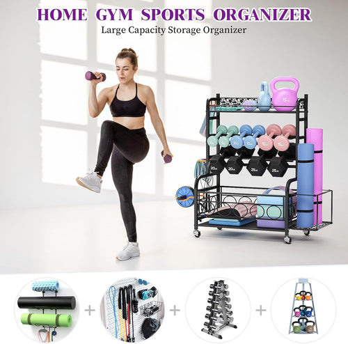 3-Tier Rolling Dumbbell Rack