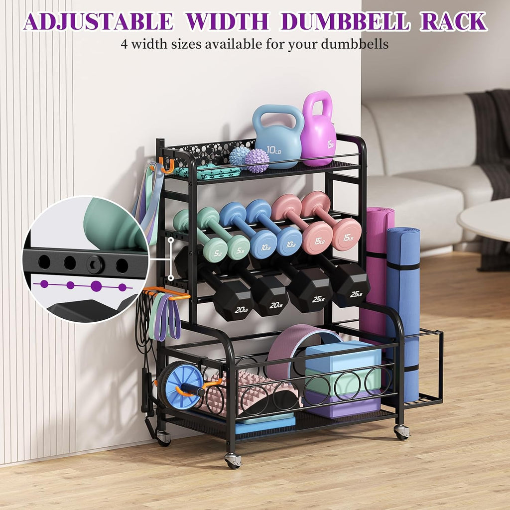 3-Tier Rolling Dumbbell Rack