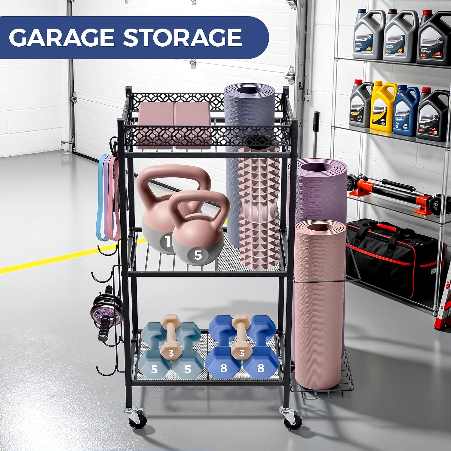 Rolling Yoga Mat Storage Rack