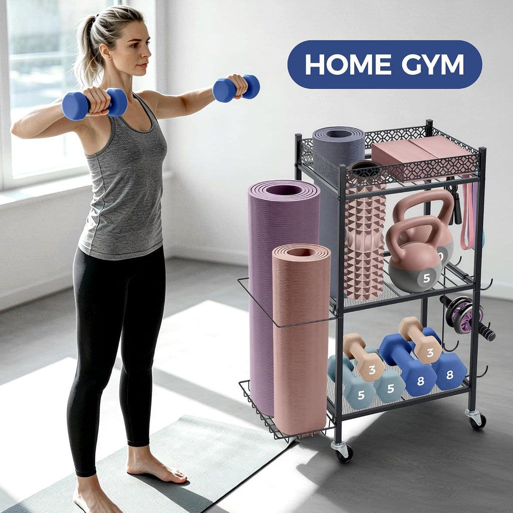 Rolling Yoga Mat Storage Rack
