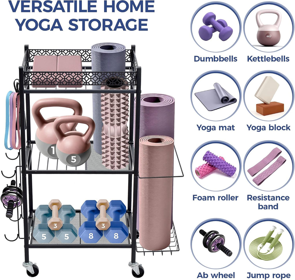 Rolling Yoga Mat Storage Rack