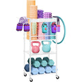 Rolling Home Gym Storage Rack with Hooks