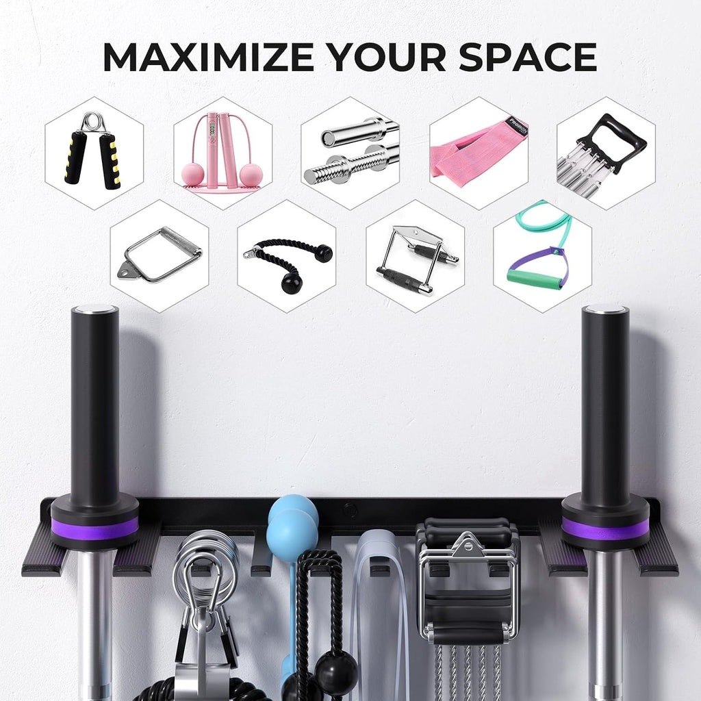 Wall Mount Gym Storage Rack with Heavy Duty Hooks