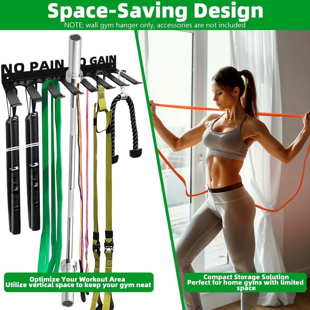 8 Hook Wall Mount Gym Storage Rack